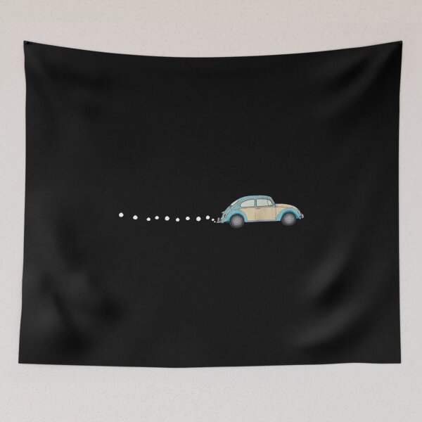 Item preview, Retro Blue Beetle Car Road Trip Travel Art designed and sold by ginapaw.