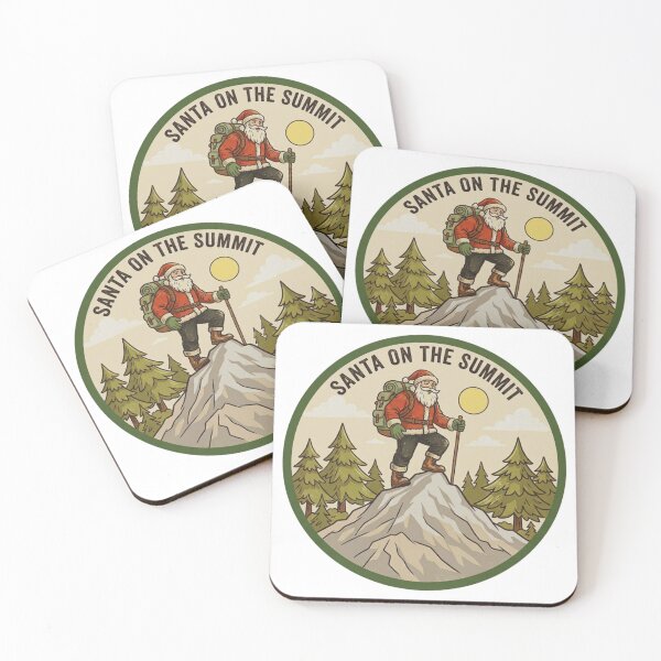 Item preview, Santa on the Summit Vintage Hiking and Christmas Mountain Adventure Badge designed and sold by GabeMountainArt.
