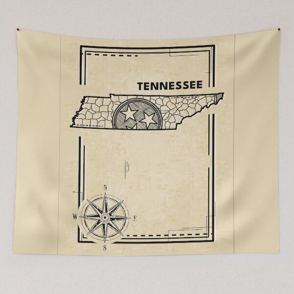 Item preview, Vintage Tennessee Map Flag Tri Star Geometric Line Art designed and sold by chaaval.