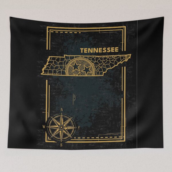 Item preview, Vintage Tennessee Map Flag Tri Star Geometric Line Art designed and sold by chaaval.