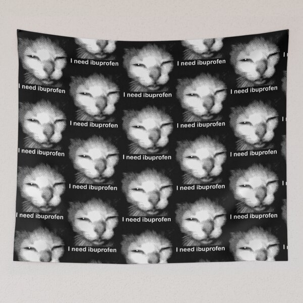 Item preview, I Need Ibuprofen Funny Vintage Graphic Cat designed and sold by OldSchoolCubak.