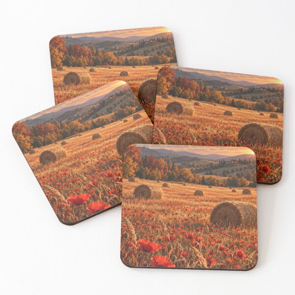 Item preview, Golden Poppy Fields – Autumn Countryside Sunset  designed and sold by H-Tsvetkova.