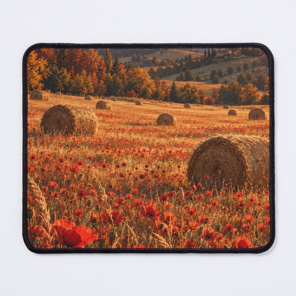 Item preview, Golden Poppy Fields – Autumn Countryside Sunset designed and sold by H-Tsvetkova.