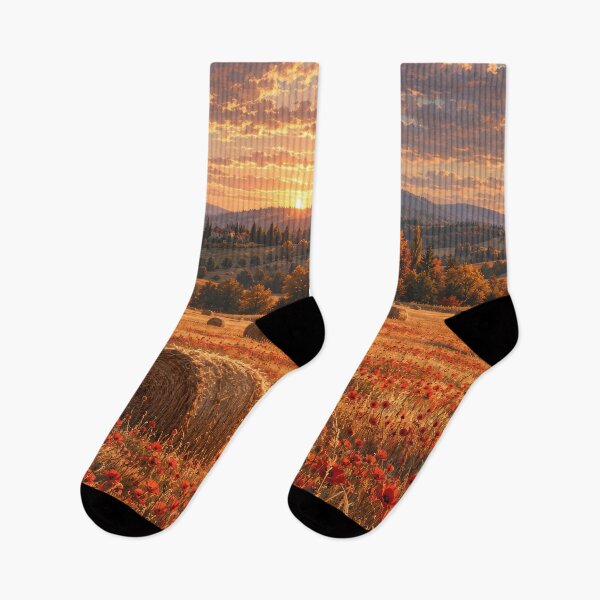 Item preview, Golden Poppy Fields – Autumn Countryside Sunset  designed and sold by H-Tsvetkova.