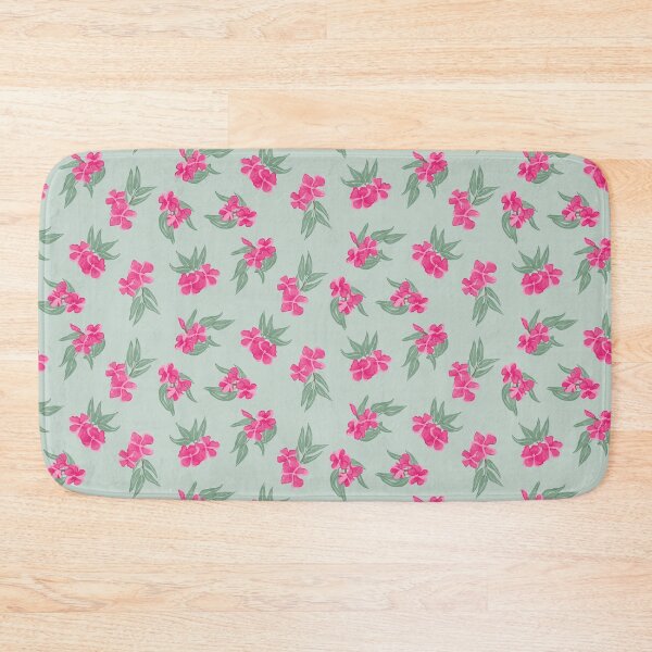 Item preview, tossed oleander - toxic summer - mint dark pink designed and sold by Stephanie Fiona Design.