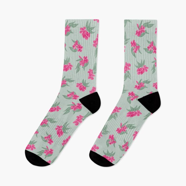 Item preview, tossed oleander - toxic summer - mint dark pink designed and sold by Stephanie Fiona Design.
