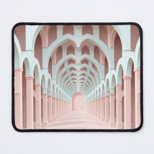 Item preview, Surreal Infinite Pastel Pink Archway Tunnel Architecture designed and sold by IntelliMindDesigns.