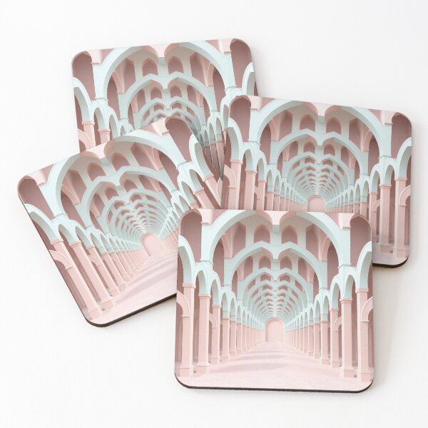 Item preview, Surreal Infinite Pastel Pink Archway Tunnel Architecture designed and sold by IntelliMindDesigns.