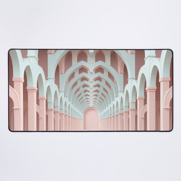 Item preview, Surreal Infinite Pastel Pink Archway Tunnel Architecture designed and sold by IntelliMindDesigns.