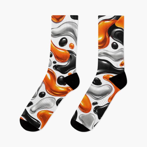 Aperçu de l'œuvre Mouvement liquide Une danse de noir, d'orange et d'argent créée et vendue par KLERIKSTORE.