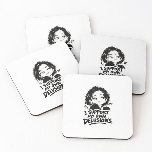 Item preview, I Support My Own Delusions Anime Girl - Sarcastic Meme Quote Art designed and sold by VYBEHAUS.