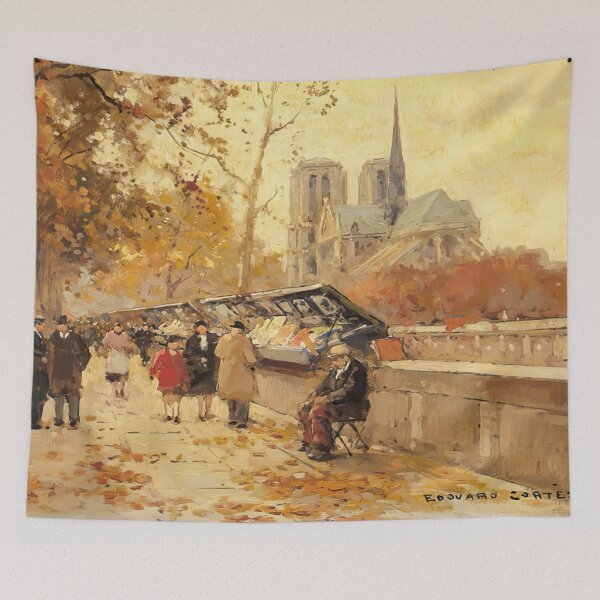 Item preview, booksellers along the seine notre dame view  by Edouard cortès - Edouard cortès artwork designed and sold by namikikkik.