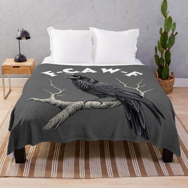 Item preview, I CAW F Raven Gothic Bird Illustration designed and sold by ElizBurkes.