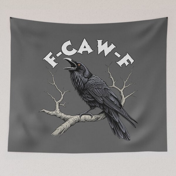 Item preview, I CAW F Raven Gothic Bird Illustration designed and sold by ElizBurkes.