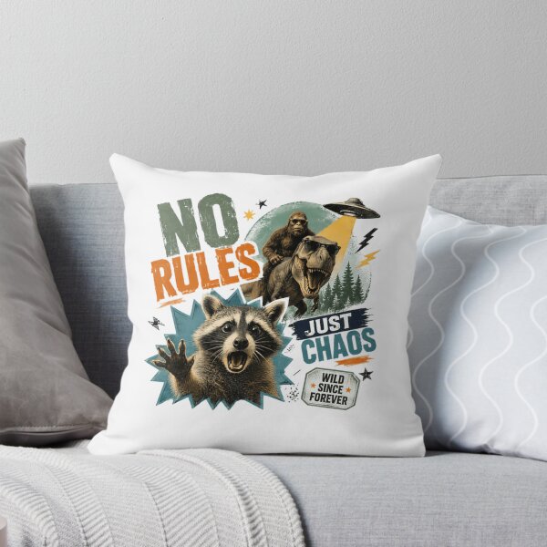 Item preview, No Rules Just Chaos Wild Since Forever Raccoon Bigfoot Dinosaur Alien Humor Rebel designed and sold by SkeletonsDanger.