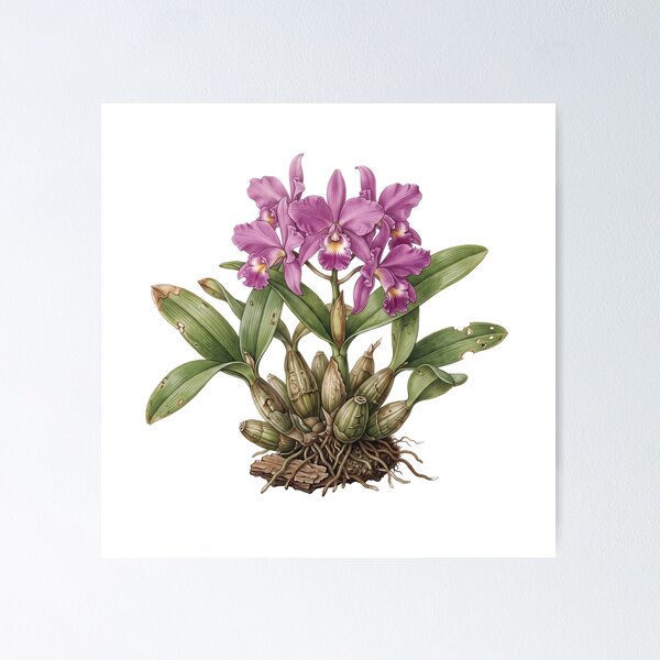 Item preview, The Lent Executioner: Vintage Guarianthe Skinneri Orchid Art Print designed and sold by FreiherrPK.