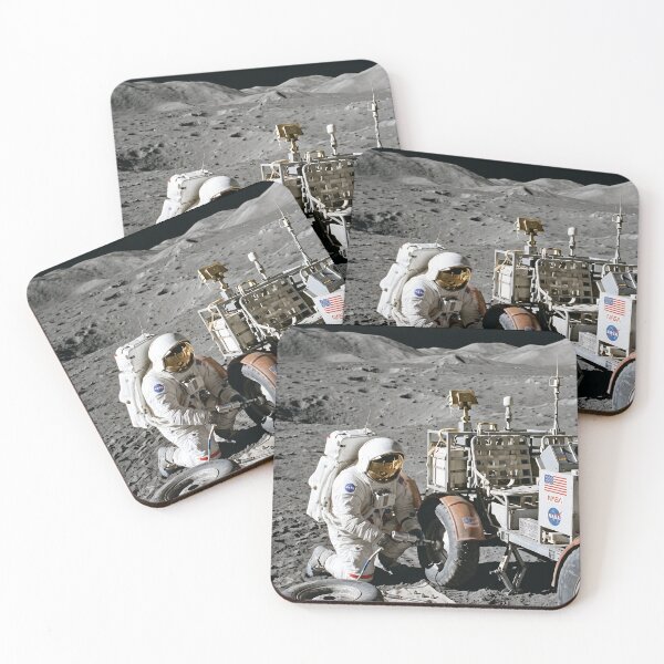 Item preview, NASA astronaut changing tire of lunar rover designed and sold by WiseBow.