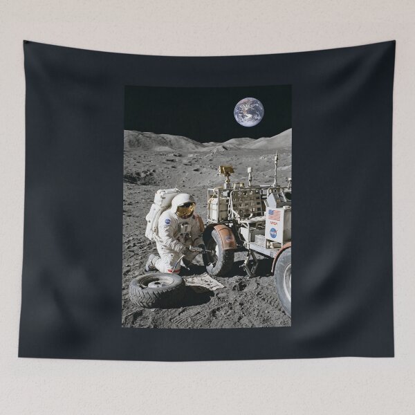 Item preview, NASA astronaut changing tire of lunar rover designed and sold by WiseBow.