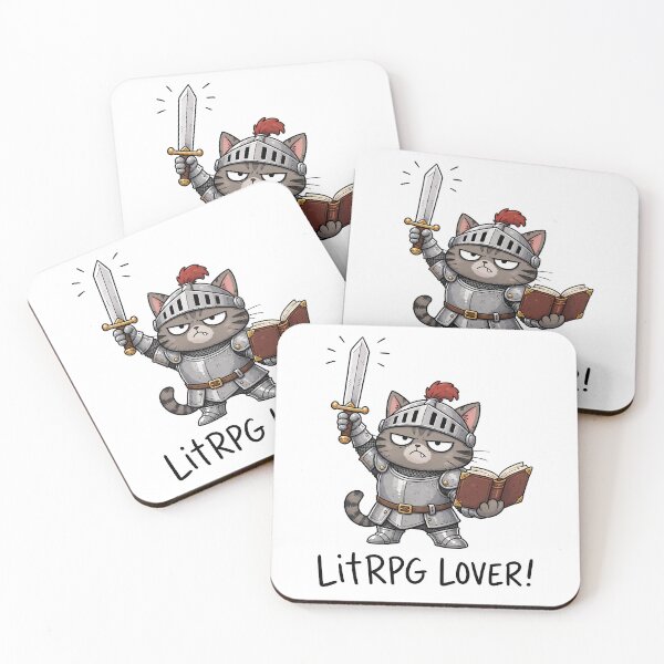 Item preview, LitRPG Cat Knight Fantasía Book Lover designed and sold by ShirtWreck.