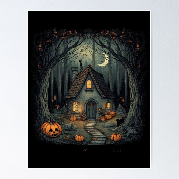 Item preview, Moonlit Witch Cottage Cottagecore designed and sold by ChicTrendz.