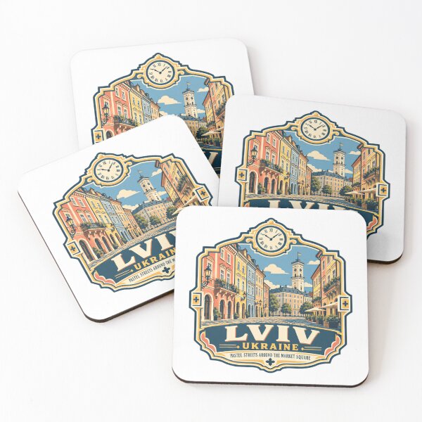 Item preview, Lviv Ukraine Pastel Streets Around The Market Square Travel Souvenir designed and sold by Star3NowForMe.