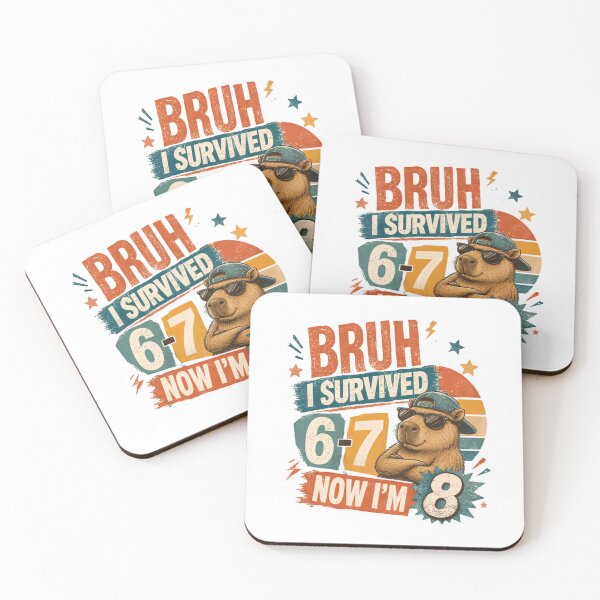 Item preview, Bruh I Survived 6-7 Now I'm 8 Eight Year Old Capybara Birthday designed and sold by SkeletonsDanger.