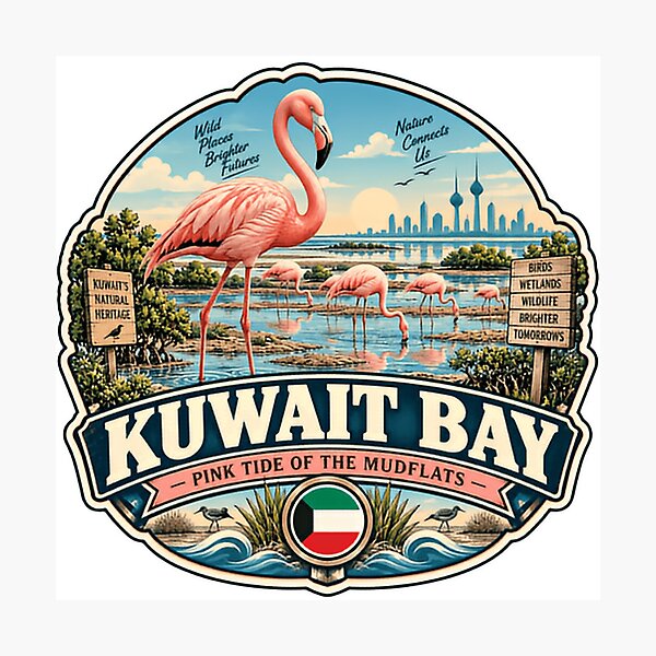 Item preview, Kuwait Bay Pink Tide Of The Mudflats Flamingo Wildlife Wetlands Travel designed and sold by Simsimah26Parks.