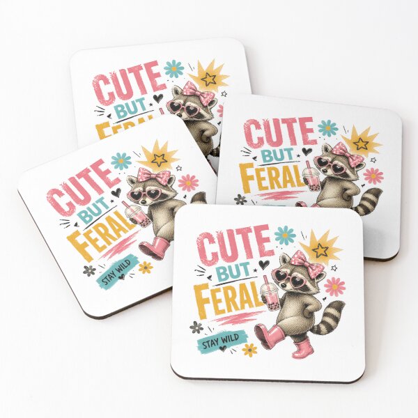 Item preview, Cute But Feral Stay Wild Raccoon Animal Untamed Wildlife designed and sold by SkeletonsDanger.