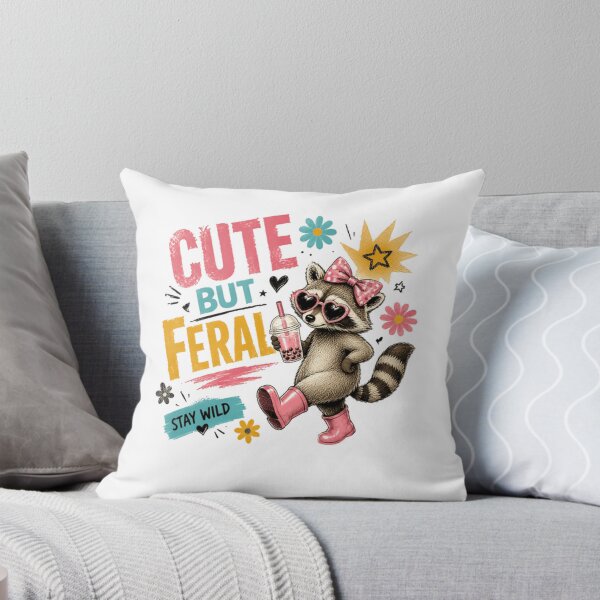 Item preview, Cute But Feral Stay Wild Raccoon Animal Untamed Wildlife designed and sold by SkeletonsDanger.