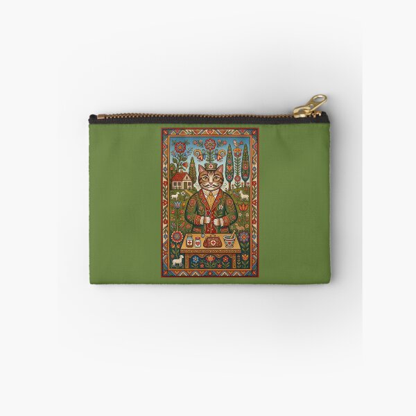 Item preview, The Feline Prescription: Naive Folk Art Cat Physician Art Print designed and sold by FreiherrPK.