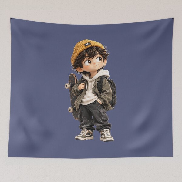 Item preview, Anime Skateboard Kid Aesthetic / Streetwear Chibi Boy with Skateboard designed and sold by chicworld2026.