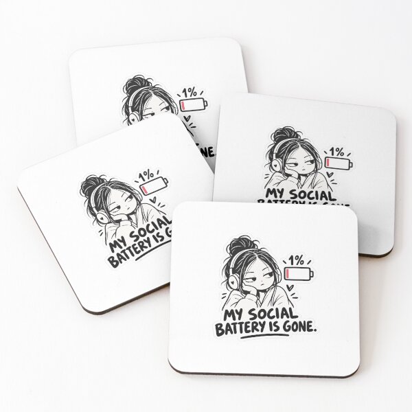 Item preview, My Social Battery Is Gone Anime Girl - Introvert 1 Percent Battery Quote designed and sold by VYBEHAUS.