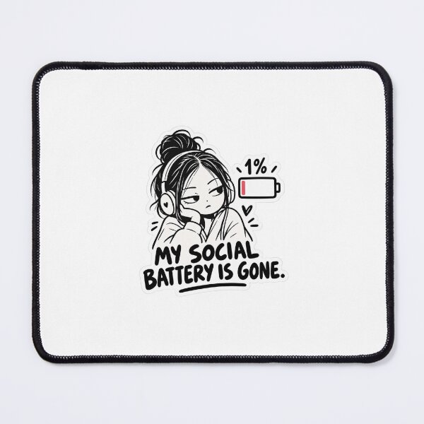 Item preview, My Social Battery Is Gone Anime Girl - Introvert 1 Percent Battery Quote designed and sold by VYBEHAUS.
