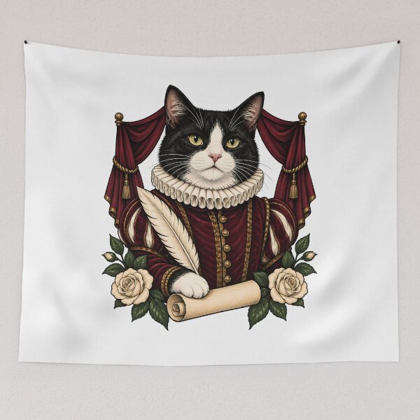 Item preview, Playwright Tudor Poet Black Cat Art    designed and sold by Old's Cool Cat Studio.