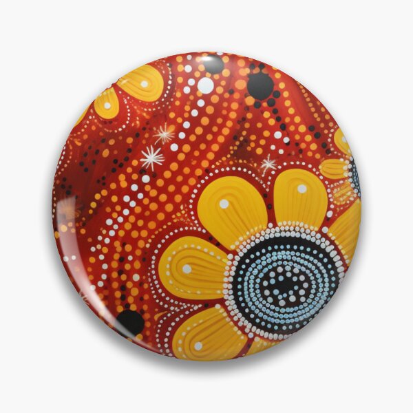 Item preview, Aboriginal Inspired Dot Art - Floral Yellow Wildflowers Ochre Painting designed and sold by GrinGalore.