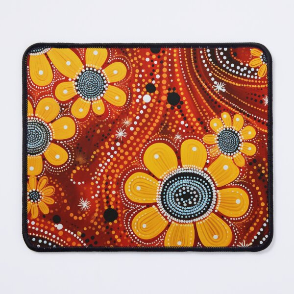 Item preview, Aboriginal Inspired Dot Art - Floral Yellow Wildflowers Ochre Painting designed and sold by GrinGalore.