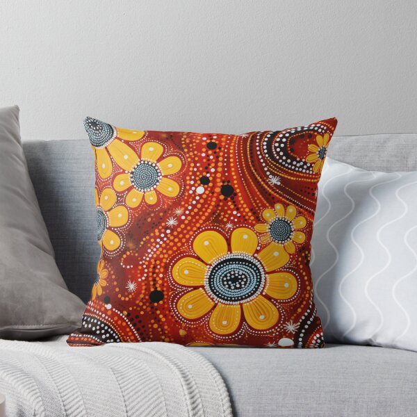 Item preview, Aboriginal Inspired Dot Art - Floral Yellow Wildflowers Ochre Painting designed and sold by GrinGalore.