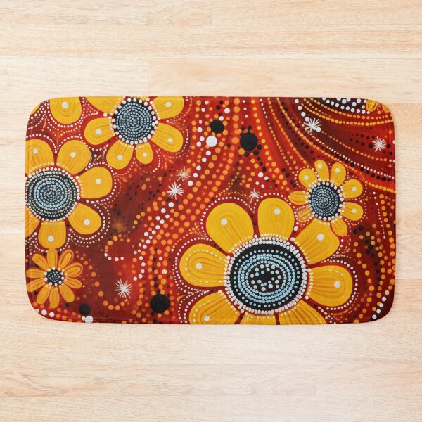 Item preview, Aboriginal Inspired Dot Art - Floral Yellow Wildflowers Ochre Painting designed and sold by GrinGalore.