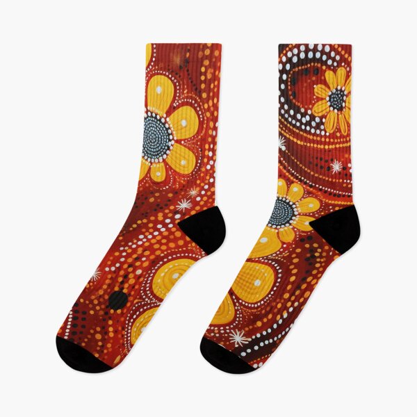 Item preview, Aboriginal Inspired Dot Art - Floral Yellow Wildflowers Ochre Painting designed and sold by GrinGalore.