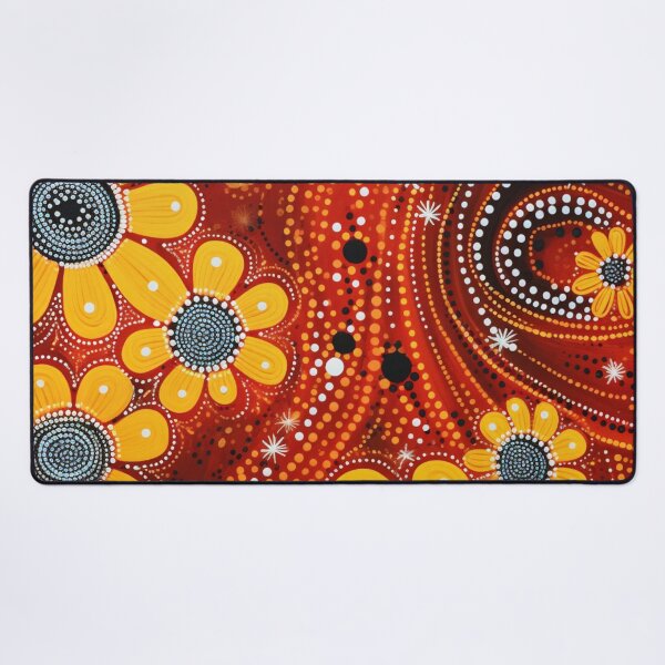 Item preview, Aboriginal Inspired Dot Art - Floral Yellow Wildflowers Ochre Painting designed and sold by GrinGalore.
