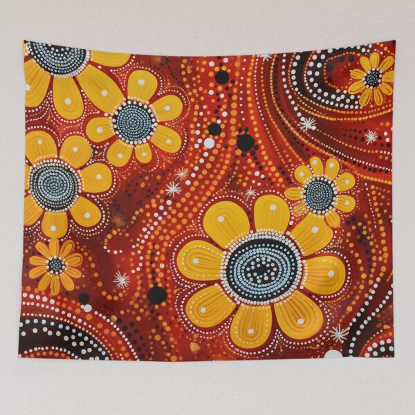 Item preview, Aboriginal Inspired Dot Art - Floral Yellow Wildflowers Ochre Painting designed and sold by GrinGalore.