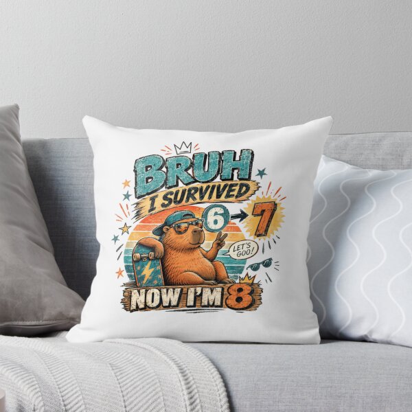 Item preview, Bruh I Survived 6 -> 7 Now I'm 8 Capybara Skater Eight Year Old Birthday Kid designed and sold by SkeletonsDanger.