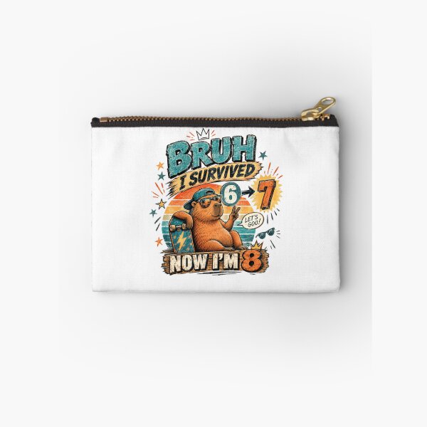 Item preview, Bruh I Survived 6 -> 7 Now I'm 8 Capybara Skater Eight Year Old Birthday Kid designed and sold by SkeletonsDanger.
