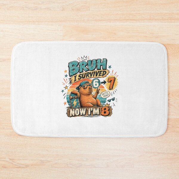 Item preview, Bruh I Survived 6 -> 7 Now I'm 8 Capybara Skater Eight Year Old Birthday Kid designed and sold by SkeletonsDanger.