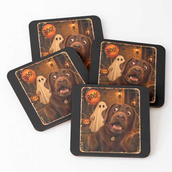 Item preview, Funny Chocolate Labrador Halloween Ghost Selfie Boo Dog designed and sold by serialcarachts.