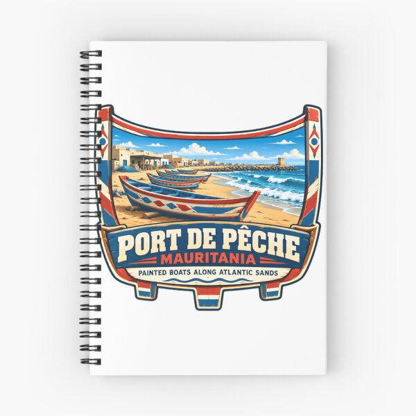 Item preview, Port De Pêche Mauritania Painted Boats Along Atlantic Sands Fishing Travel Destination designed and sold by Star3NowForMe.
