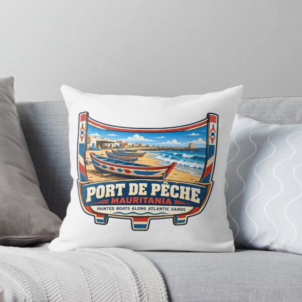 Item preview, Port De Pêche Mauritania Painted Boats Along Atlantic Sands Fishing Travel Destination designed and sold by Star3NowForMe.