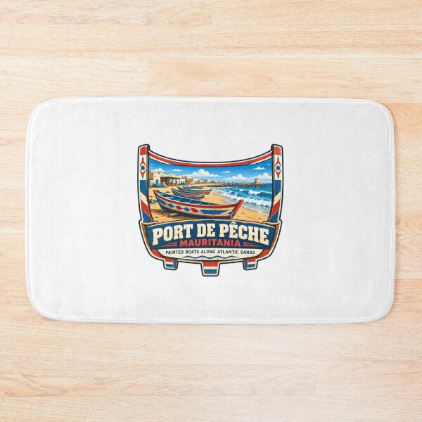 Item preview, Port De Pêche Mauritania Painted Boats Along Atlantic Sands Fishing Travel Destination designed and sold by Star3NowForMe.