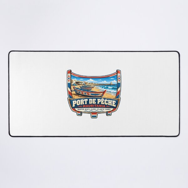 Item preview, Port De Pêche Mauritania Painted Boats Along Atlantic Sands Fishing Travel Destination designed and sold by Star3NowForMe.