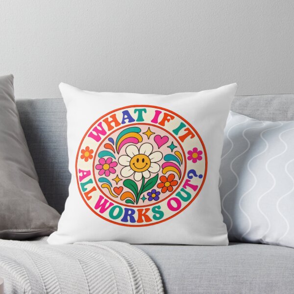 Item preview, What If It All Works Out? Positive Affirmation Motivational Quote Groovy Retro Optimism designed and sold by HumansStuck12.